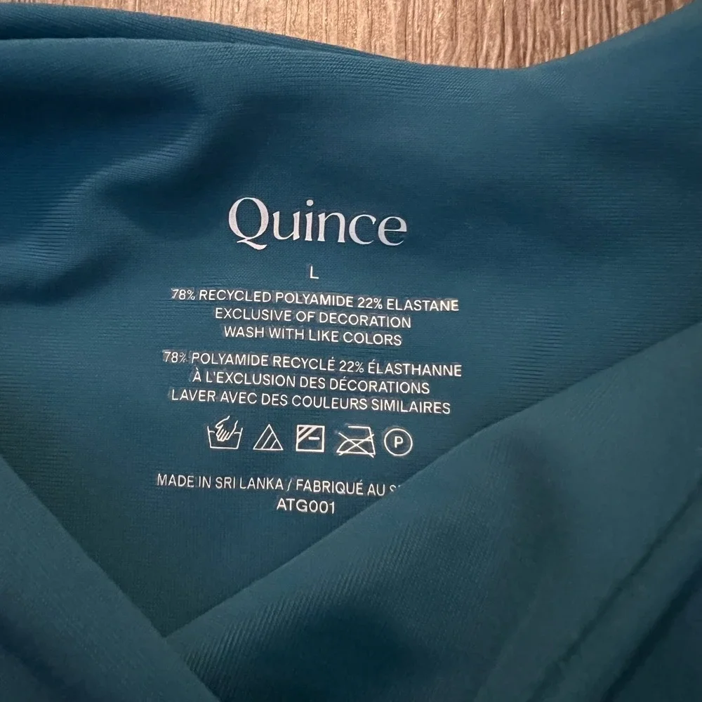 NWT Quince Italian High Leg Bikini Bottom Large Lagoon Teal Blue Minimalist Swim